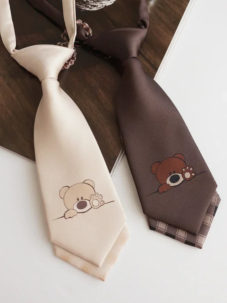 [Bumping Bear] Coffee Brown Double Layer Free Small Tie Plaid Sweet Japanese Girls Gift New and Strange 1-piece Pack