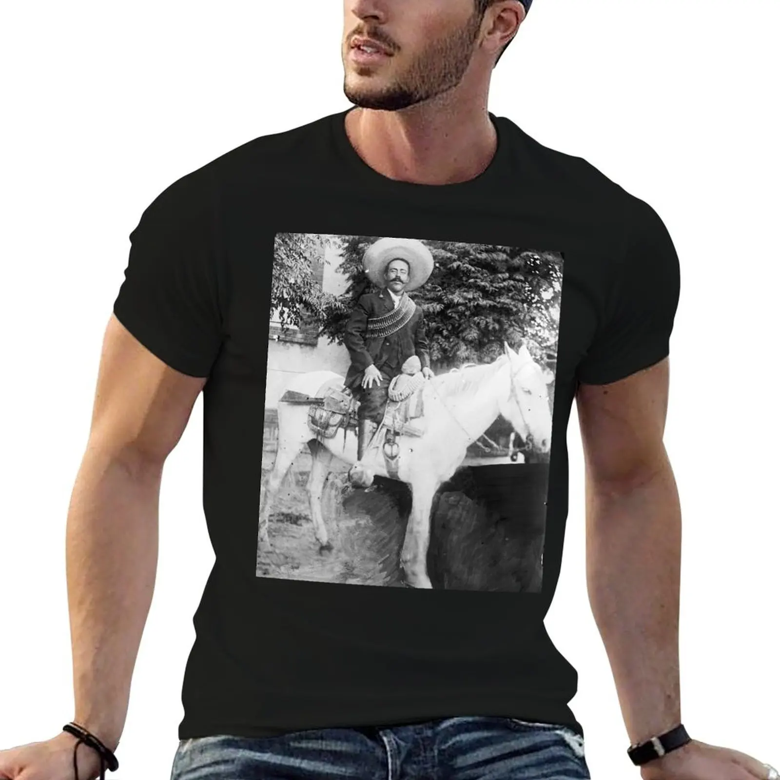 Photo Portrait of Pancho Villa T-Shirt Breathable Sportswear T-Shirt for Men