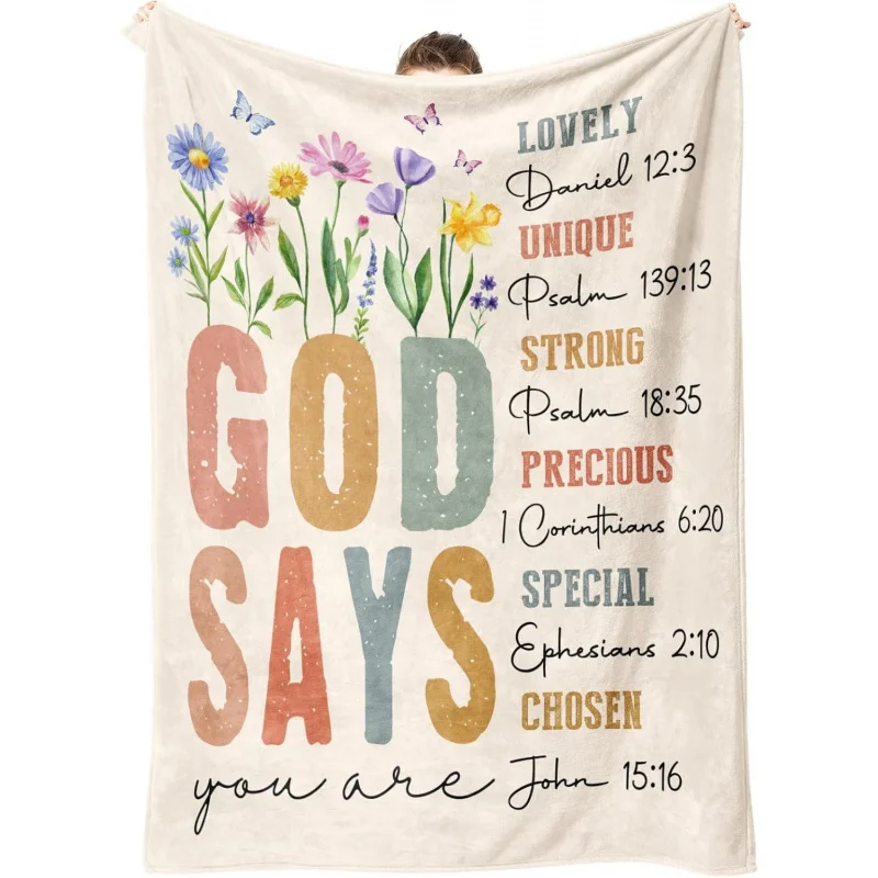 Baptism Confirmation Spiritual Christian Gifts for Women Birthday Religious Inspirational Floral Blanket for Mom Sister Friend