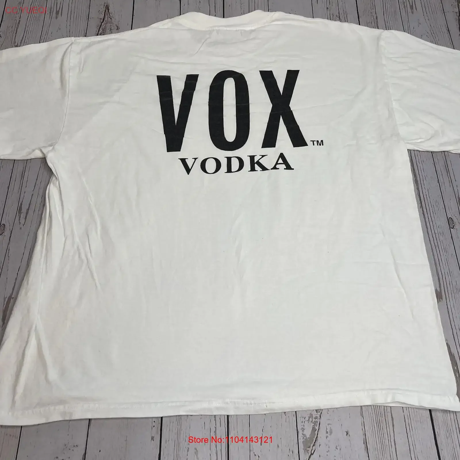 Camiseta promocional VOX Vodka para hombre, talla XL, blanca, negra, con diseño vintage de alcohol, lavada, cómoda, suave, ropa informal de diseñador gráfico