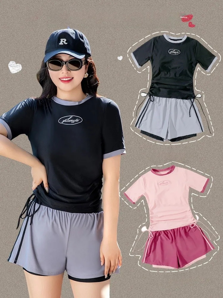 

Spor Two-Piece Swimsuit for Women plus Size ort Sve Conservative Briefs Thermal Spa Swimming Fem Swimwear Nylon Mat...