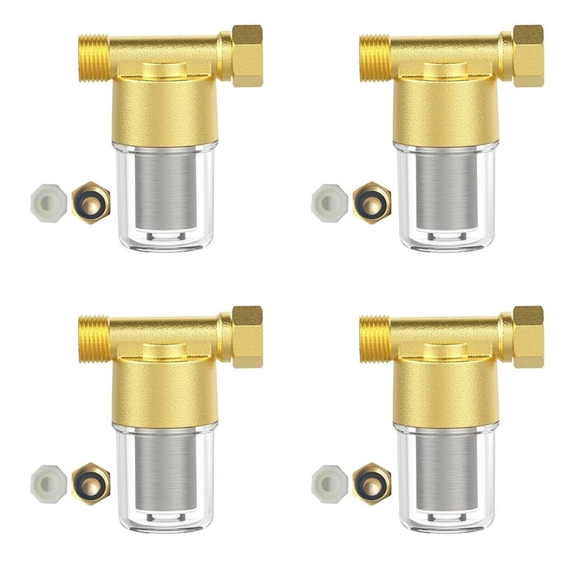 Stable Performance 4X Brass Sediment Filter, Reusable Sediment Water Filter, Inline Washer Filter For Washing Machine,