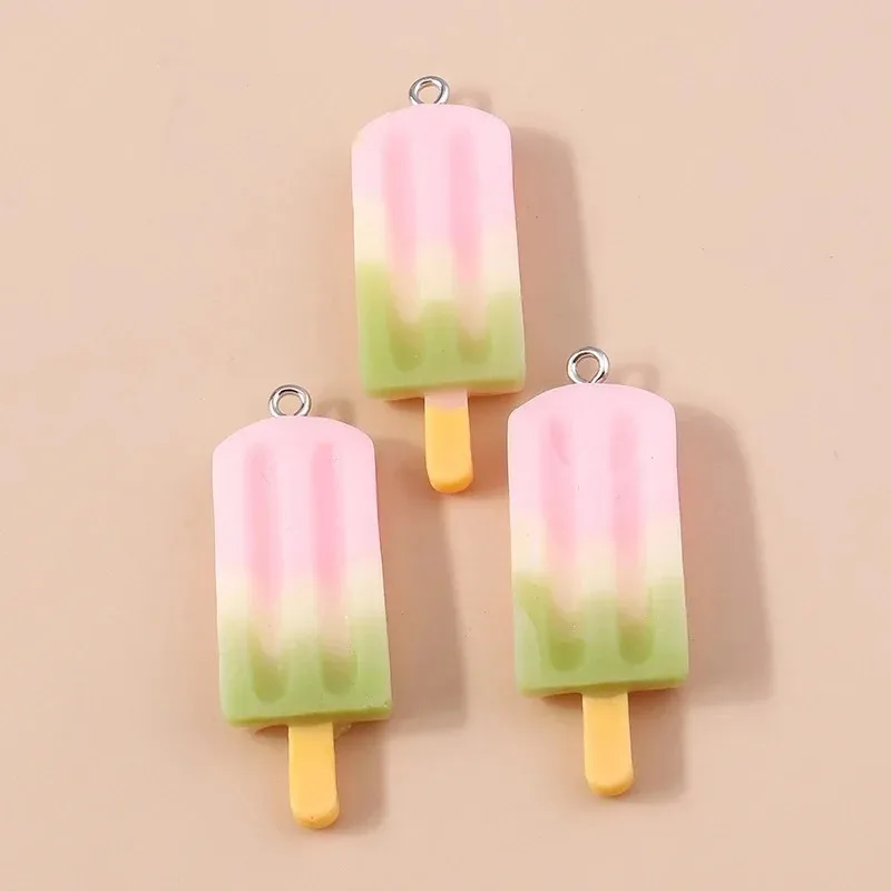 10Pcs Candy Color Kawaii Cartoon Ice Cream Popsicle Resin Charms Pendants DIY Accessories for Bracelet Necklace Jewelry Making view 6