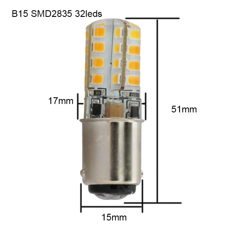 Ampoule B15 B15D 3W 220v Silicone LED Corn Bulb for Home Household Sewing Machines Lighting Energy Saving Lamp Durable Bright