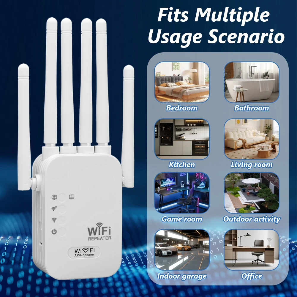 1200 ميجا بت في الثانية - منافذ جيجابت إيثرنت ثنائية النطاق، موسع WiFi 6، يعمل مع أي جهاز توجيه، توافق عالمي، 6 هوائيات لأكثر من 50 عامًا #4