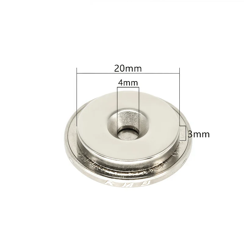 

10 pieces N52 High-strength countersunk hole magent Diameter 20 mm × Thickness 3mm - Hole diameter 4mm
