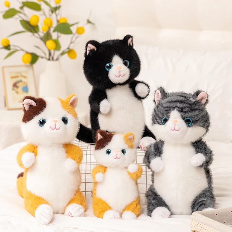 1Pc 20/30CM Kawaii 3 Color Cat Plush Dolls Lovely Orange Cat Black Cat Grey Cat Plush Backpack Toy Stuffed Animal Pillow Gift