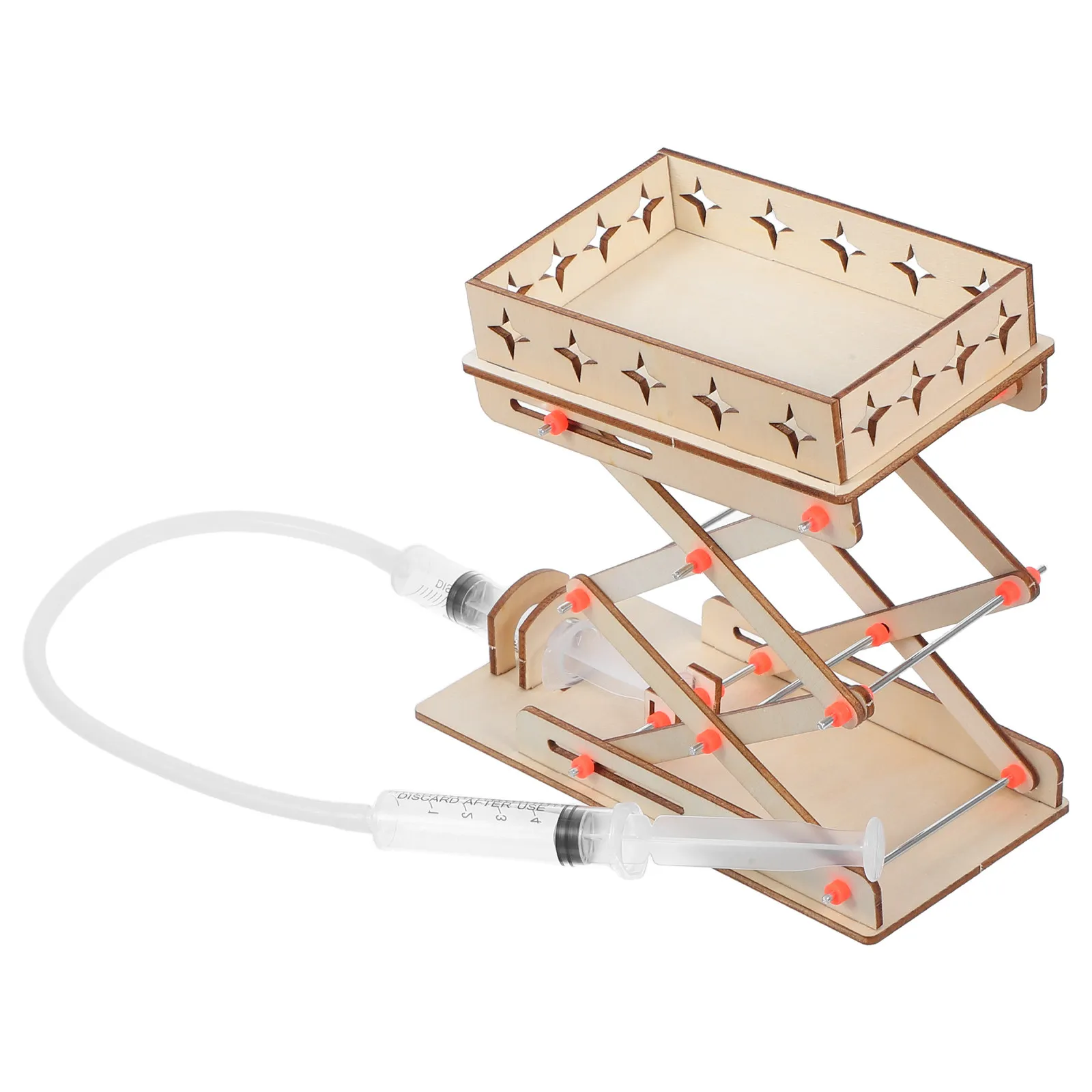 1Set Hydraulic Lift Platform Wooden Science Experiment Educational DIY Lab Jack Science Kit Engineering Kit Hydraulic Hand Toy