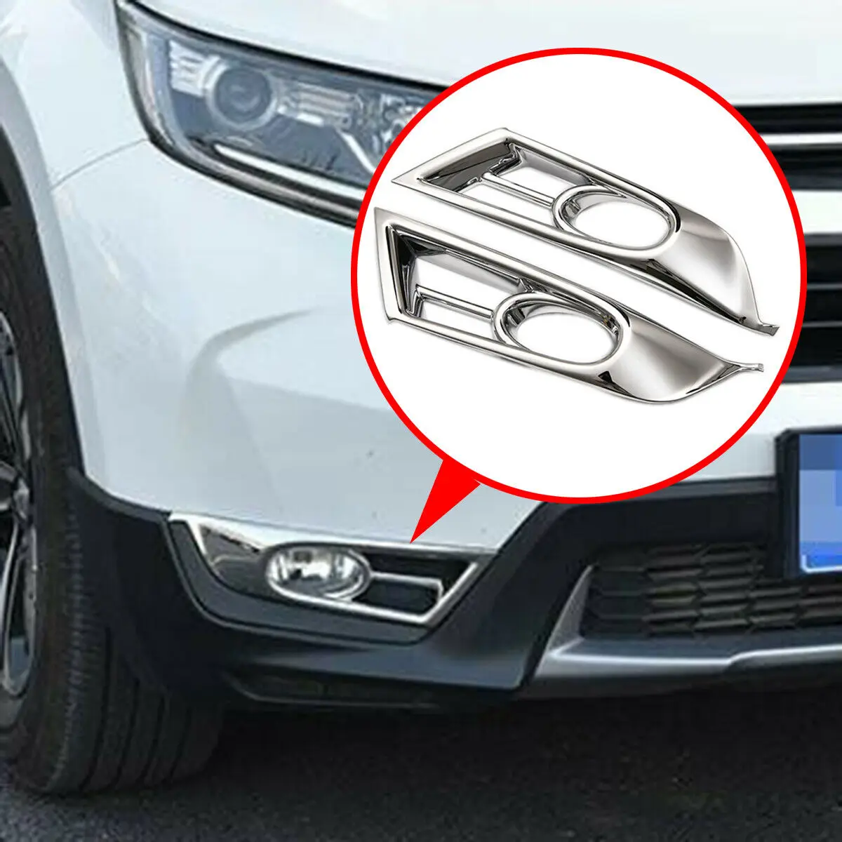 

Chrome Front Foglight Fog Light Lamp Cover Trim Frame For Honda CR-V CRV 5th 2017 2018 2019 Accessories ABS