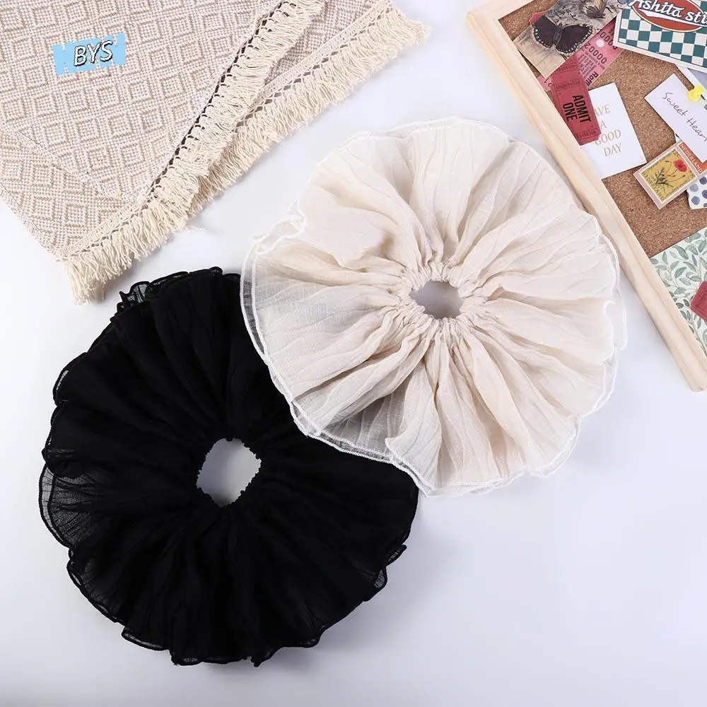 

Intestine Hair Ring Cloth Girl Hair Band Lace Mesh French Hair Tie Korean Style Headwear Wrinkle Hair Rope Women Scrunchies