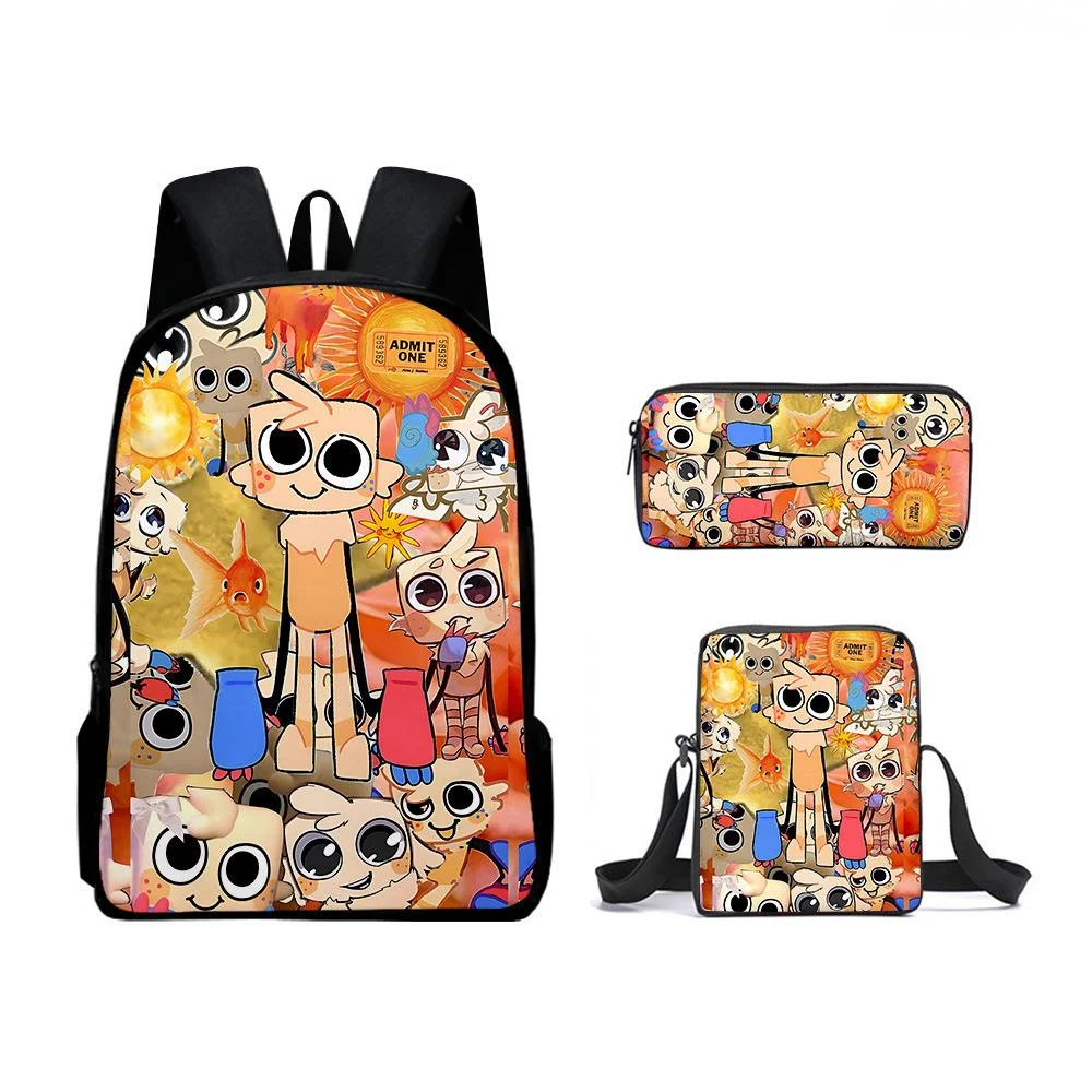 3pcs Set Anime Game Dandy's World Backpack Large Capacity Children School Bag Dandy's World Backpack Shoulder Bag  Pen Bag Set