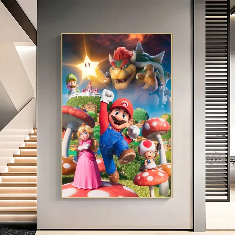 1pc Super Mario Bros Self-adhesive Art Poster Waterproof Paper Sticker Coffee House Bar Room Wall Decor