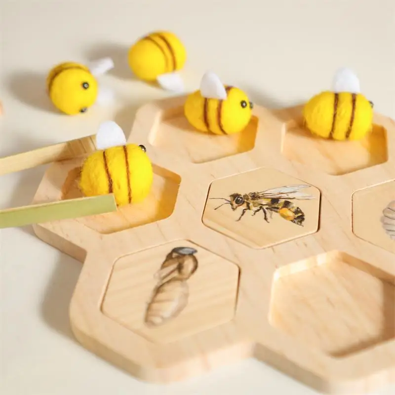 

Wooden Beehive Bees Growth Cycle Honeybee Cognitive Grab Toys Hand And Foot Coordination Game Infant Cognitive Toy Gift