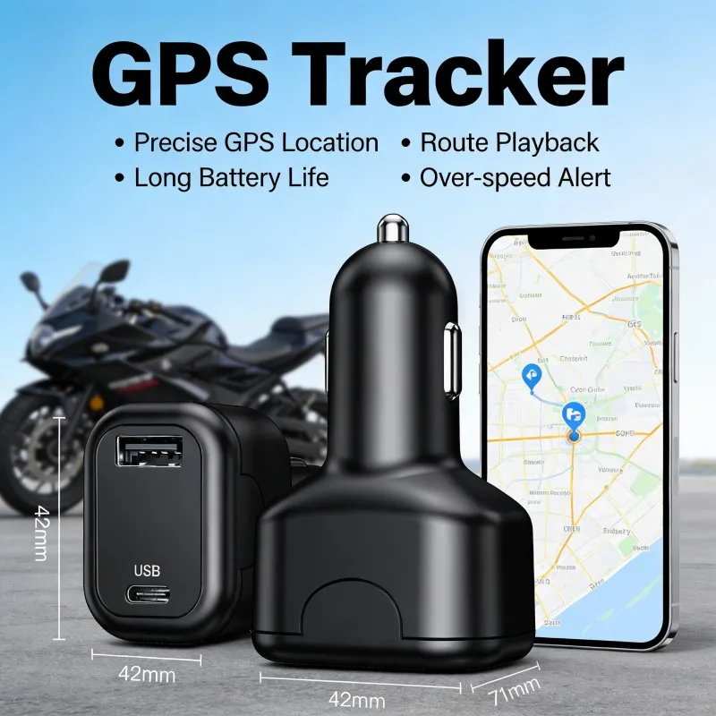 Car charger locator without installation, car mounted Beidou GPS dual USB fast charging locator, plug and play type car charger
