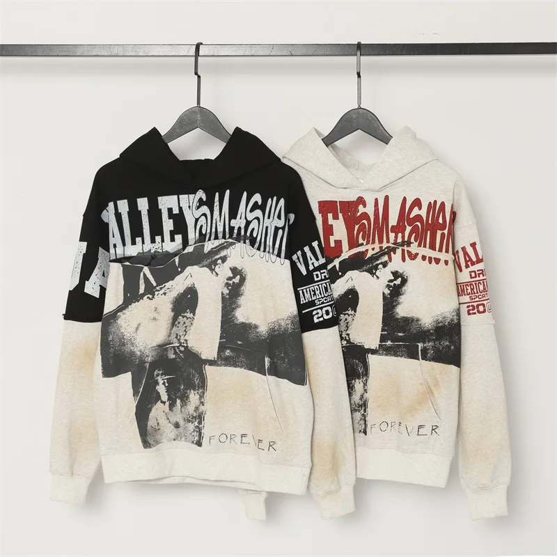 بلوفرات بغطاء للرأس باللون الأسود للرجال والنساء باللون الأخضر المغسول بغطاء للرأس كبيرة الحجم