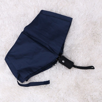 Automatic 3 Folding Umbrella Navy Blue Compact 8 Ribs Travel Lightweight Sun Rain Proof Portable Uv Protection Umbrella