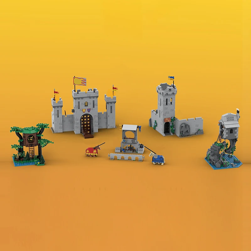 Medieval Castle Model MOC Building Bricks Castle Tower And Tree House Modular Technology Gift Holiday Assemble Children Toy Suit