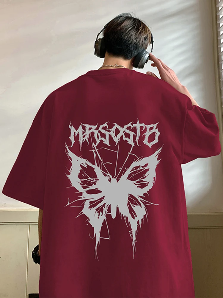 

Мужская летняя футболка из чистого хлопка в американском ретро-стиле, плотная, с коротким рукавом, модный бренд, маленький воротник, размер S