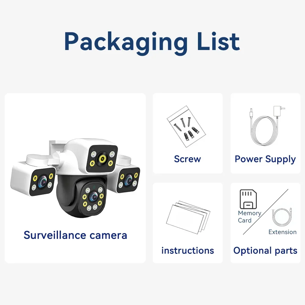 Securexpert 12MP WIFI 10X Optics Zoom Outdoor WiFi Cam Three Screen 3 Lens PTZ Automatic Tracking Audible Visual Alarm Camera