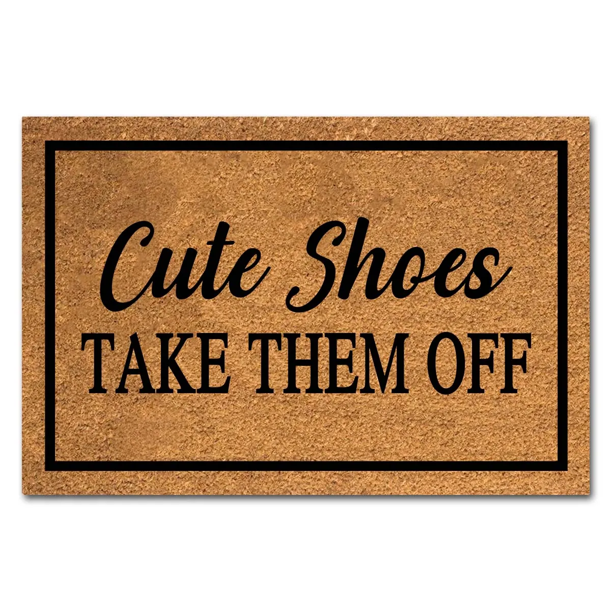 Funny Coir Doormat Cute Shoes Take Them Off Front Door Mat Entryway Outdoor Mat with Heavy Duty Front Porch Welcome Mats