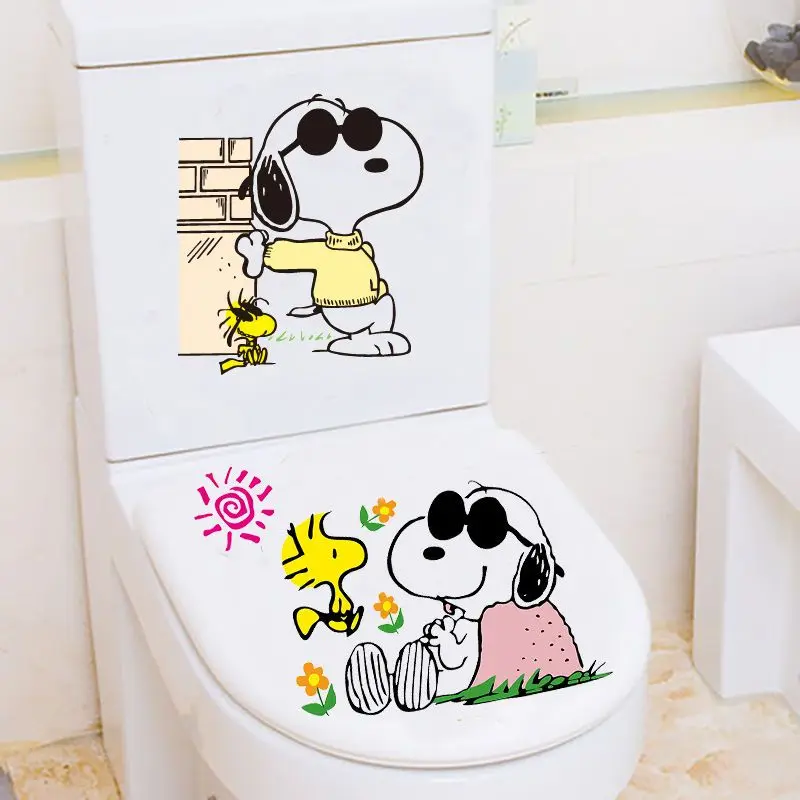 Snoopy Cartoon Animação Decoração Adesivo, Criativo Padrão De Cão Bonito, Assento Sanitário Impermeável Transparente, Periférico