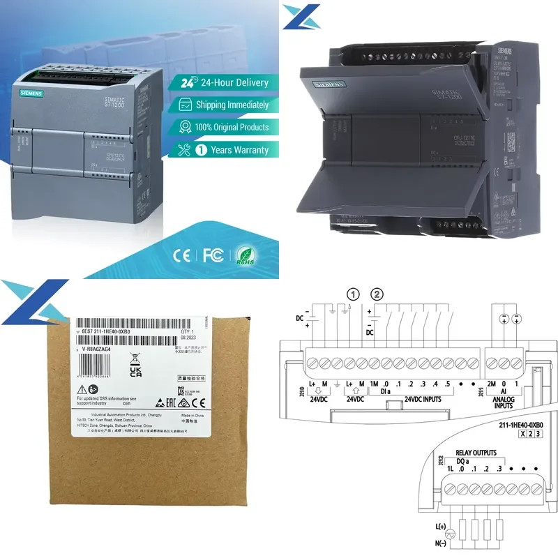 CPU Compacta Original Spot 6ES7211-1HE40-0XB0 6ES7 S7-1200S7 1200 para Programação de CLP S7-1211c