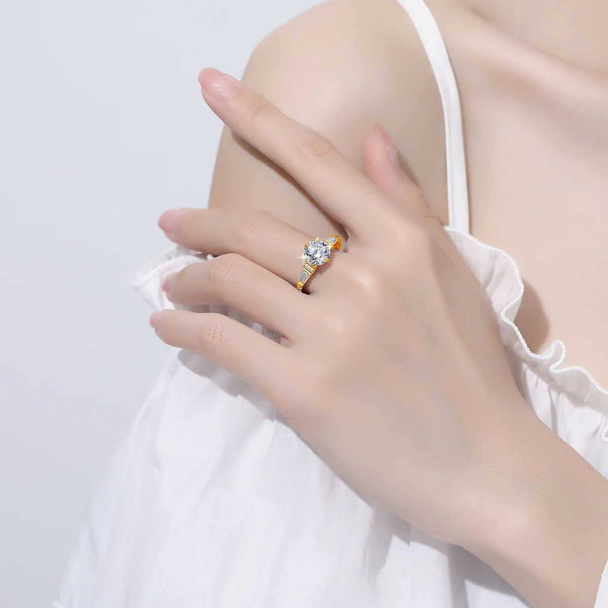  2CT Eheringe für Damen, 925 Sterling Silber, runder Schliff, Moissanit-Verlobungsring, luxuriöser Brautschmuck – Detail 6