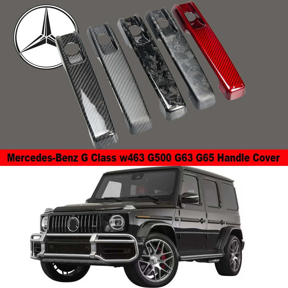 Bran New  Dry Carbon Fiber Click On Door Handle Covers Trims Made For 2001-2023 Mercedes Benz G Class w463 G500 G63 G65 5pcs