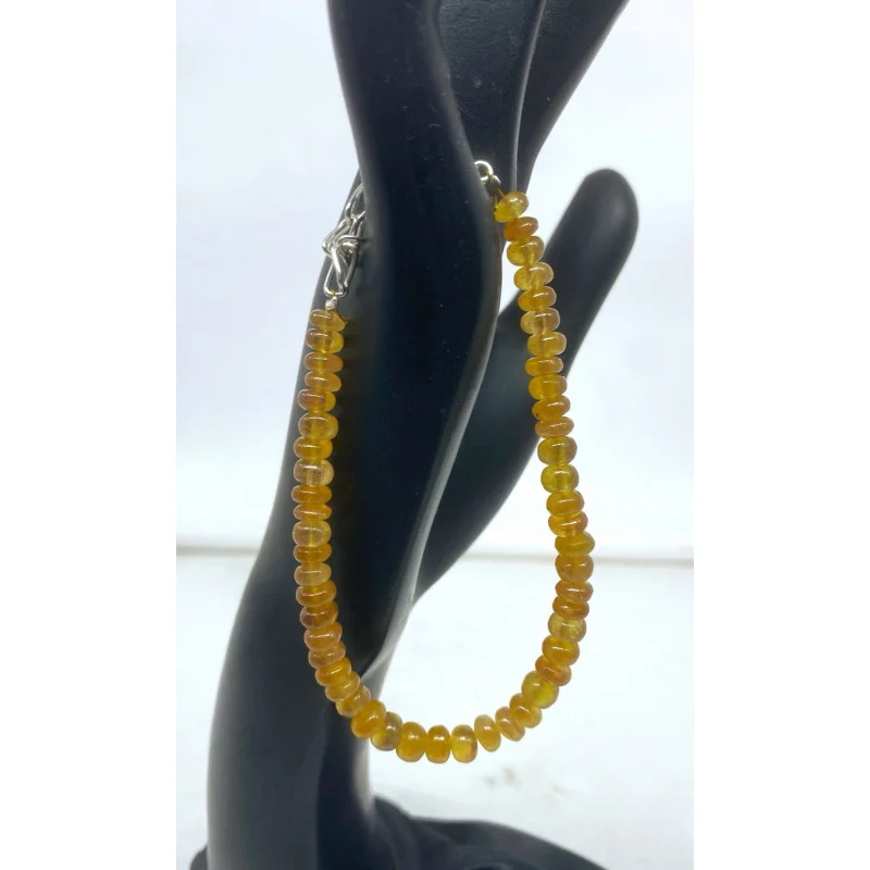 

Yellow Sapphire Bracelet 7” Round Plain Beads Sterling Silver Jewelry