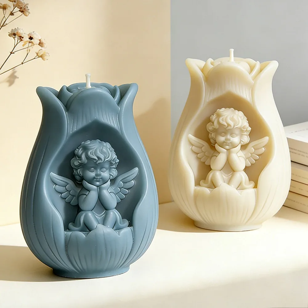 Flower Angel Candle Silicone Mold Sitting Doll Resin Mould 3D Fairy Clay Epoxy DIY Home Decor Holiday Gift Candle Supplies