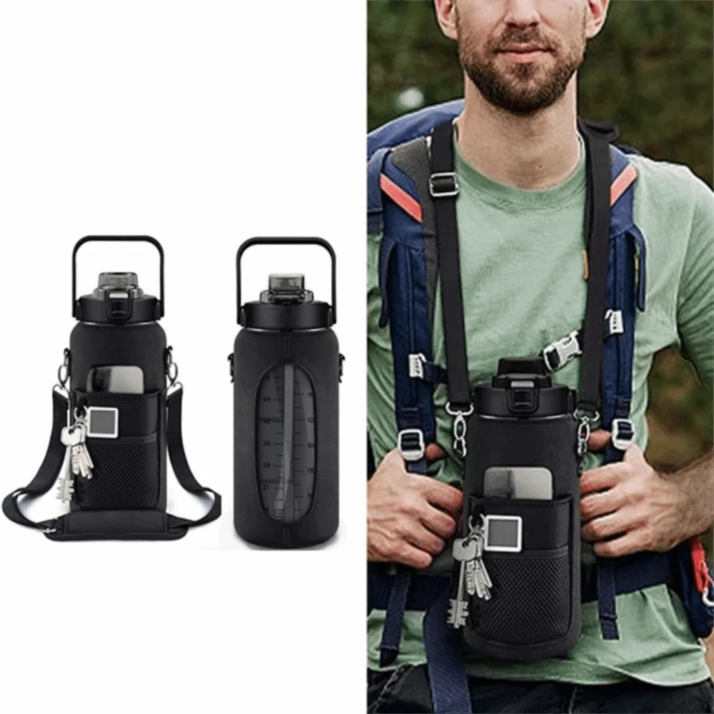 

Neoprene Sport Water Bottle Cover Adjustable Shoulder Strap Mesh Pack Water Bottle Case Sleeve Crossby Can Hang Key