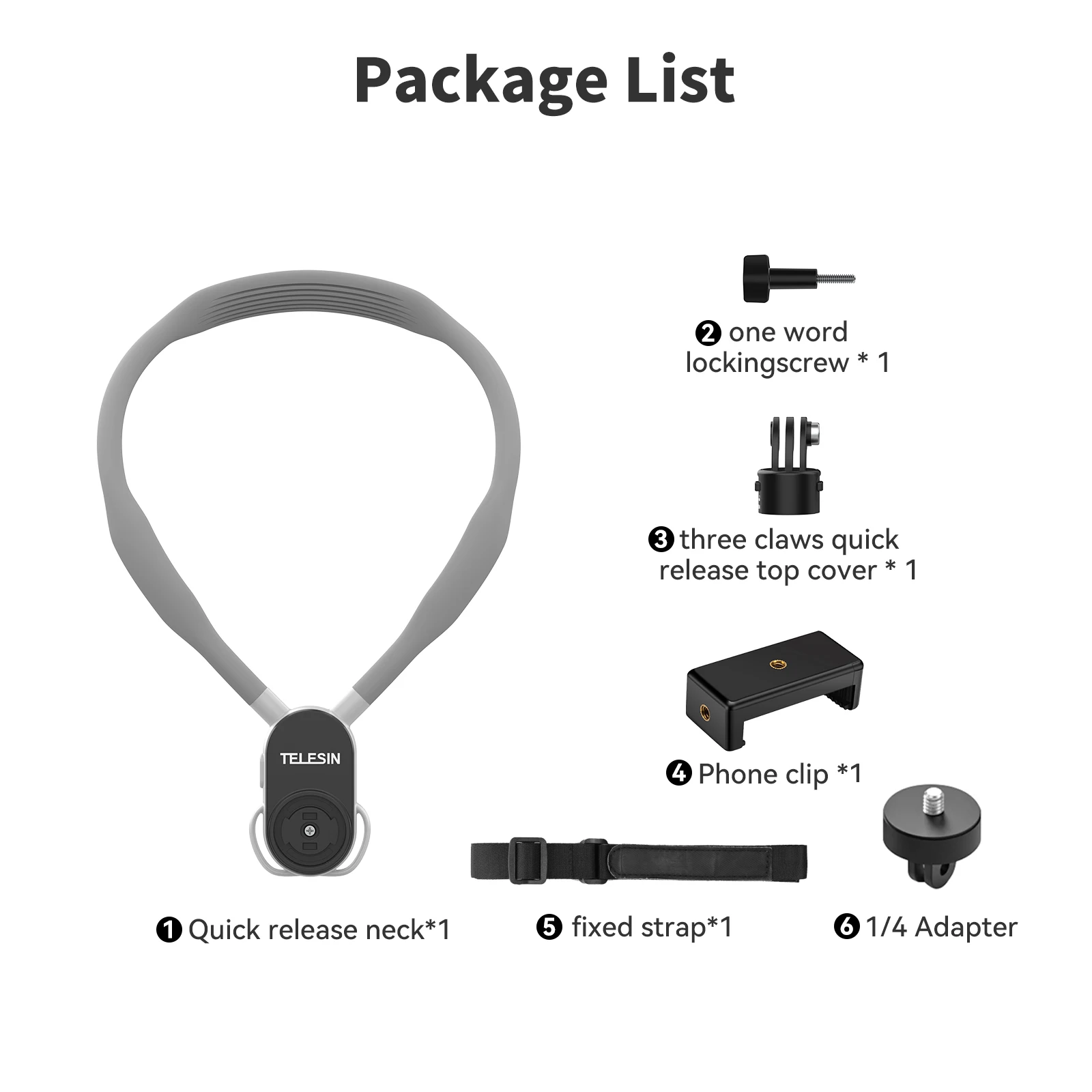 TELESIN Quick Release siliconen nekmontage magnetische hold voor GoPro Hero Insta360 DJI Osmo Action Action Camera-accessoires