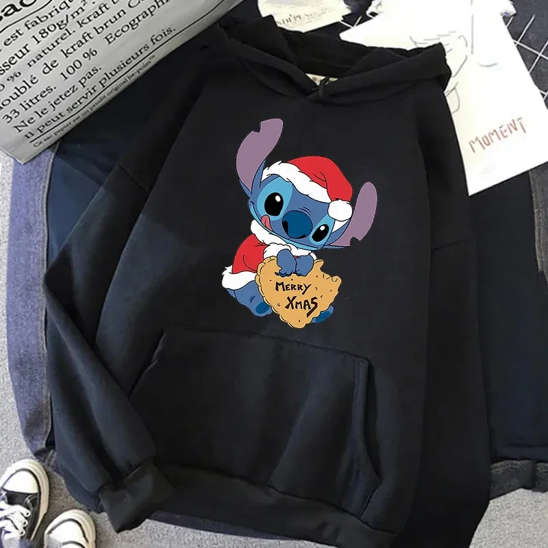 Autumn Disney Christmas Women Hoodies Xmas Stitch Graphic Printed Sweatshirt Casual Long Sleeves Clothing Pullover Streetwear