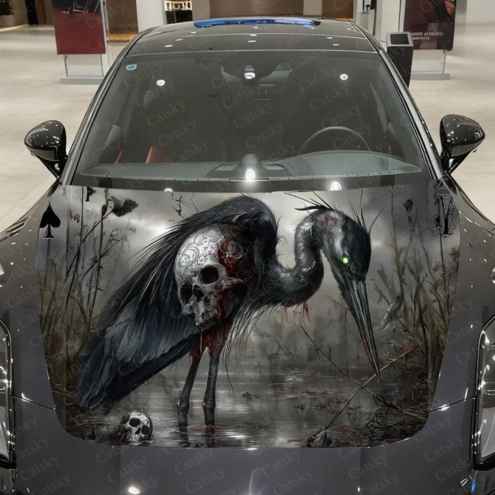 

Виниловая пленка для автомобиля с изображением крылатого монстра из темных болот, водонепроницаемая наклейка на капот из ПВХ, самоклеящиеся устойчивые к царапинам наклейки
