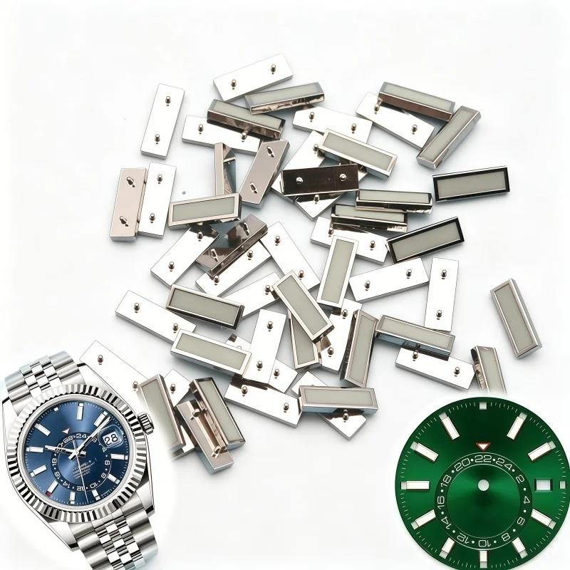 Green Luminous Watch Dial With Hour Indices Markers Fits M336934 M336938 Sky GMT Men Automatic Watch Dial Replacement Parts