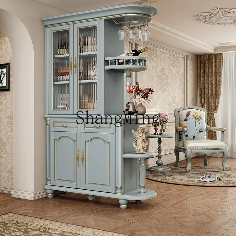 

SM solid wood room cabinet retro storage double-sided entrance cabinet living room partition light luxury dining side cabinet