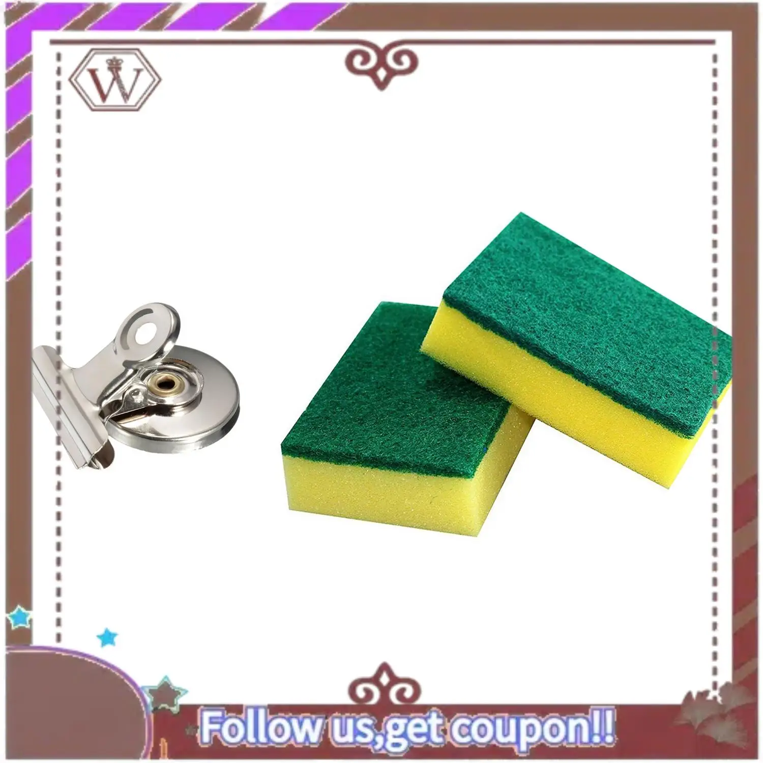 Latest 20Pcs Heavy Duty Multi Use Cleaning Sponges Rub Non-Scratch Sponge Scrubbing Dish Sponges & 5Pcs 3Cm Magnetic Clip Magnet