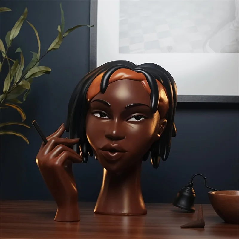 Black Woman Head Incense Burner (Headscents) - Incense Censer & Incense Stick Holder, Ideal for Living Room, Bedroom & Office