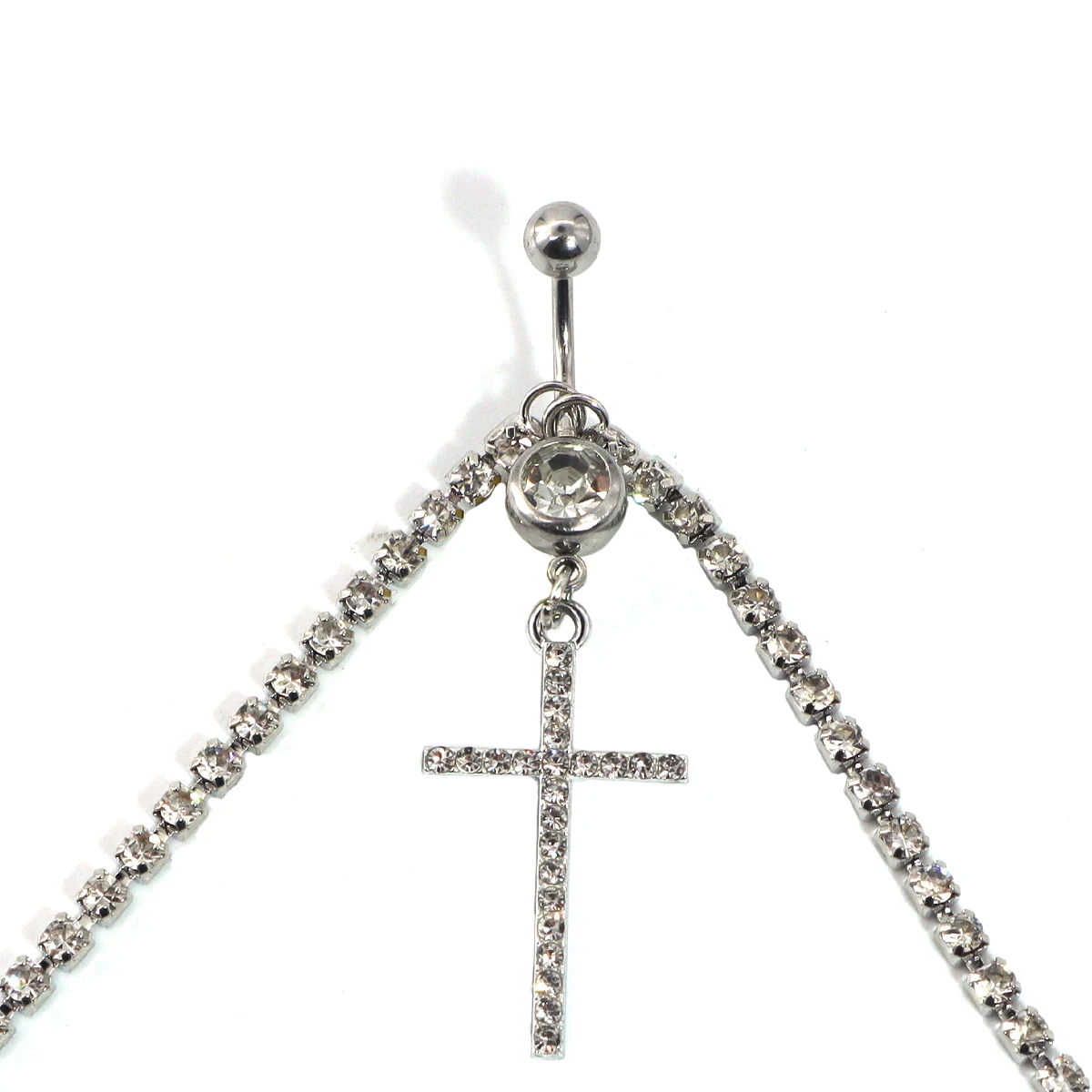 الصليب القلب حجر الراين البطن زر حلقة الخصر سلسلة المرأة الجسم سلسلة أزياء مثير التبعي