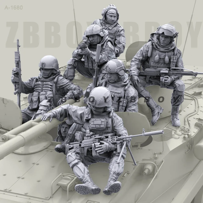 

1/35 Resin Soldier model kits figure colorless and self-assembled 7 people A-1680