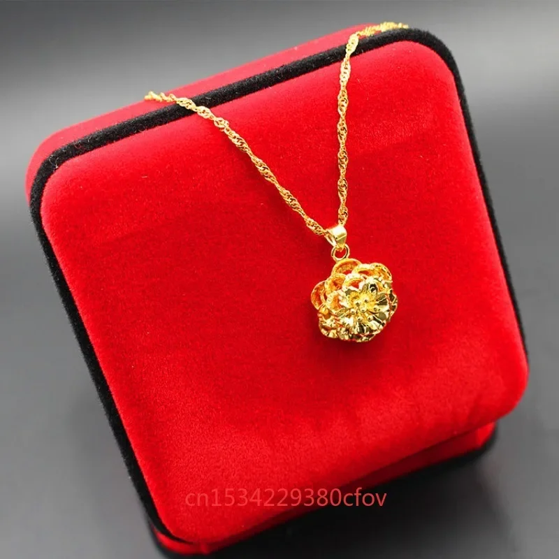 Luxury New Vietnamese Sand Gold Necklace Women Accessories Euro Gold Necklace Simple Korean Style Jewelry