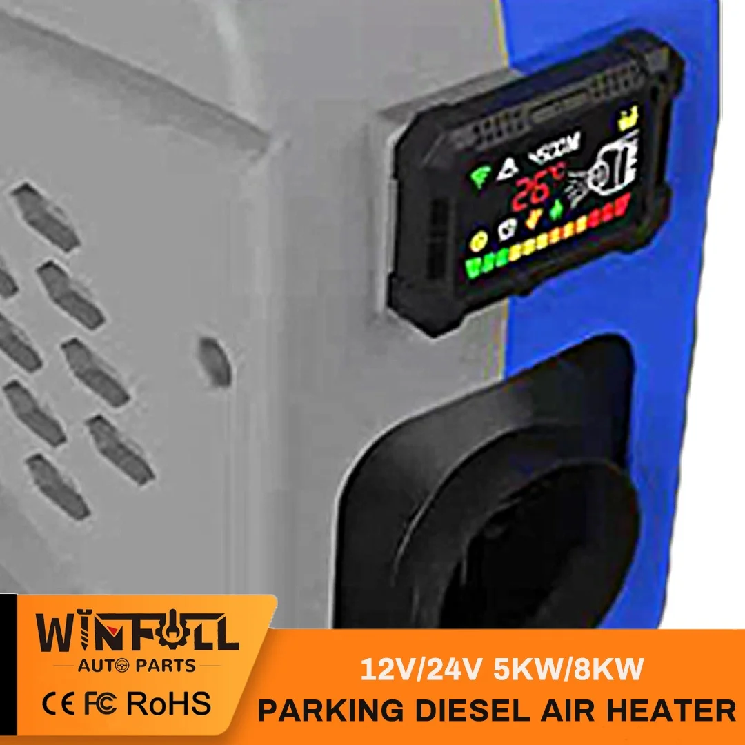 Diesel Heater 5KW, 10L Tank, Diesel Air Heater 12V, Muffler, Diesel Parking Heater with LCD Thermostat Monitor & Remote Control