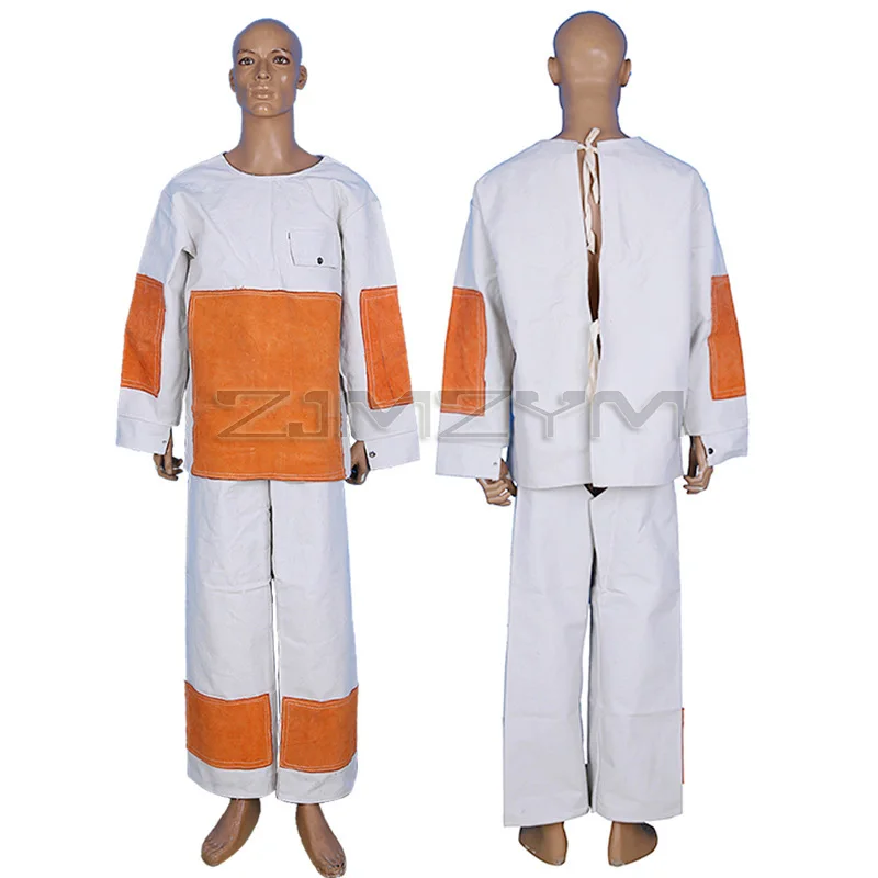Canvas Cowhide Electric Welding Suit Work Clothes Special Protective Clothes Anti Scalding Leather Safety Welder Flame Retardant