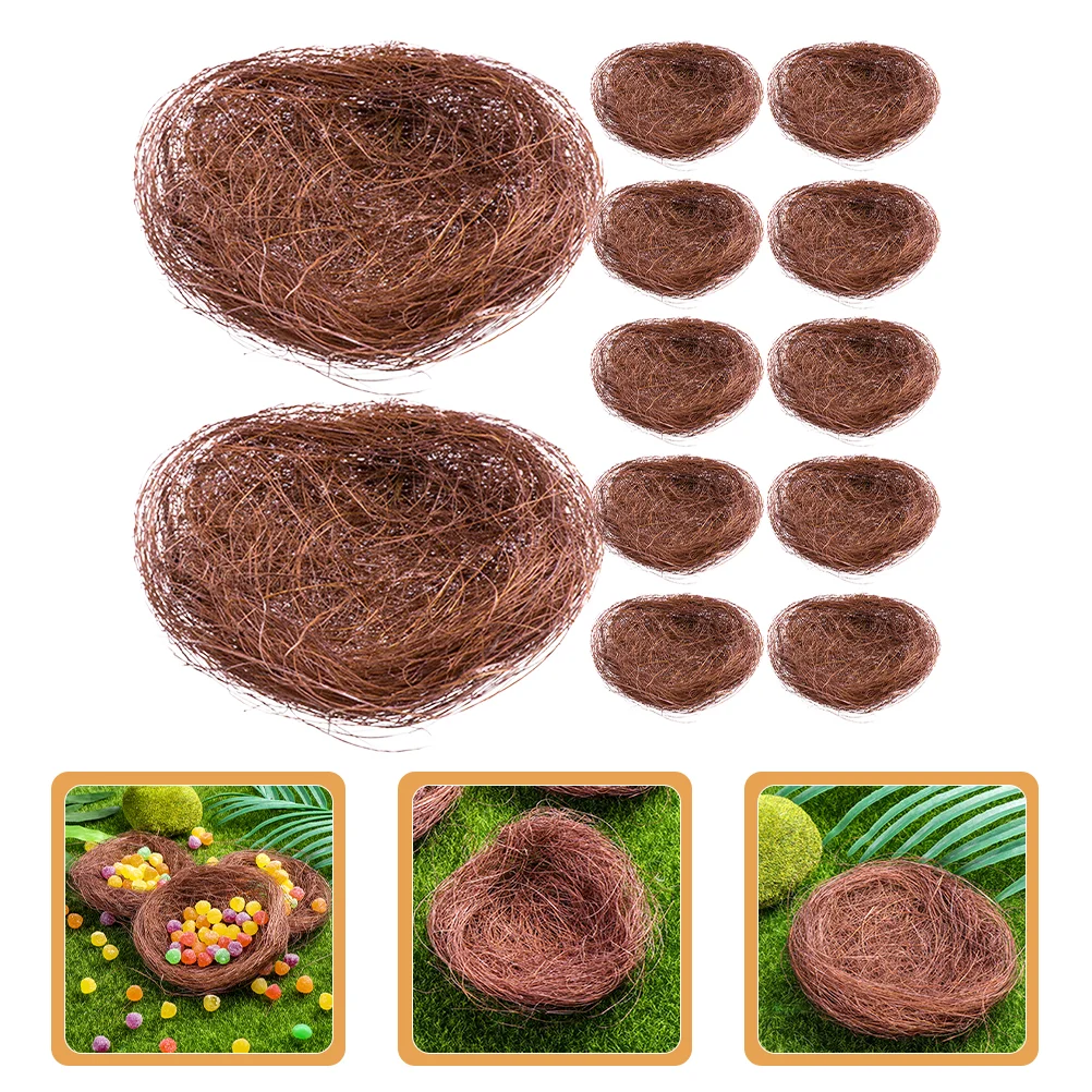 

12 Pcs Simulated Bird Nest Garden Decoration Ornaments for Crafts Hummingbird Silk Small Outdoor Easter