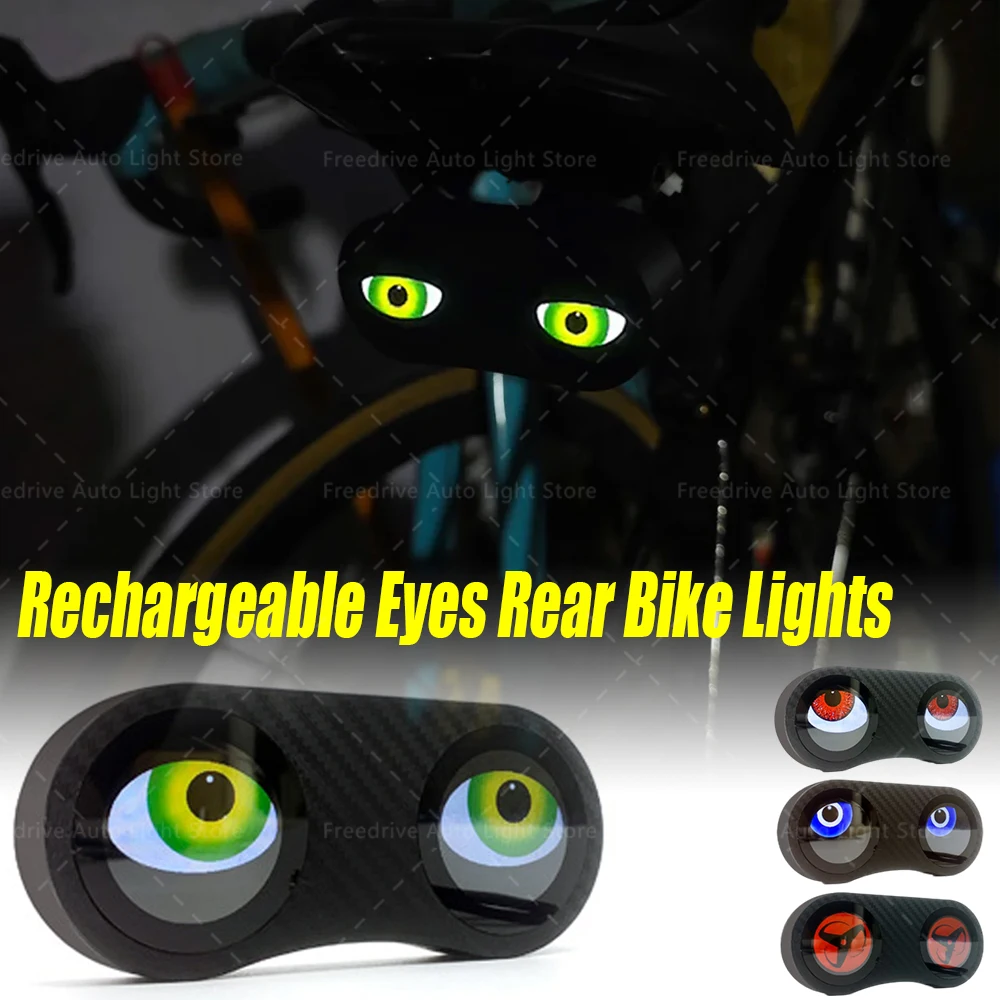 

Eyes Rear Bike Lights Smart Bicycle Tail Light Devil's Eyes Waterproof Bike Lights for Night Riding with Type C Rechargeable