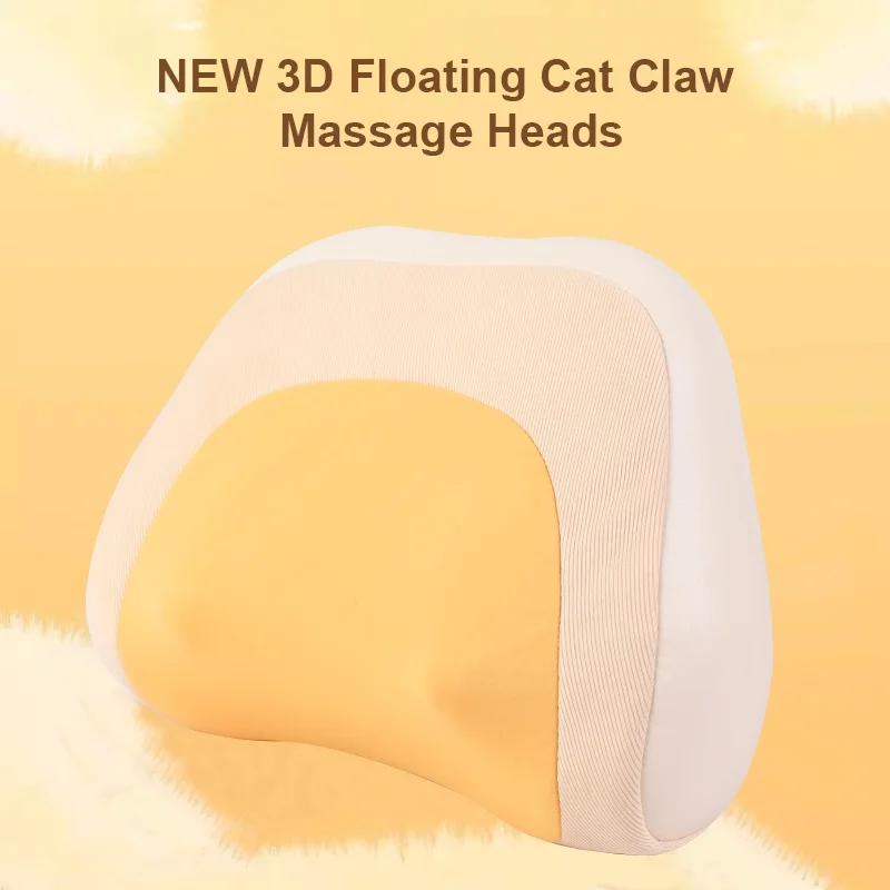 Wireless Shiatsu Large Area Heating Massage Pillow with New 3D Floating Cat Claw-Shape Massage Heads Perfectly Fit Neck