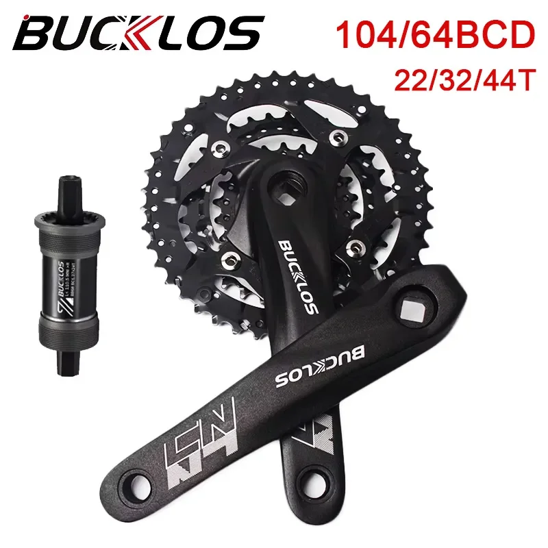 

BUCKLOS MTB Crankset 104BCD 64BCD Mountain Bike Crank 9s 22-32-44T Bicycle Chainring Crankset with BB 170mm Cycling Crank Set