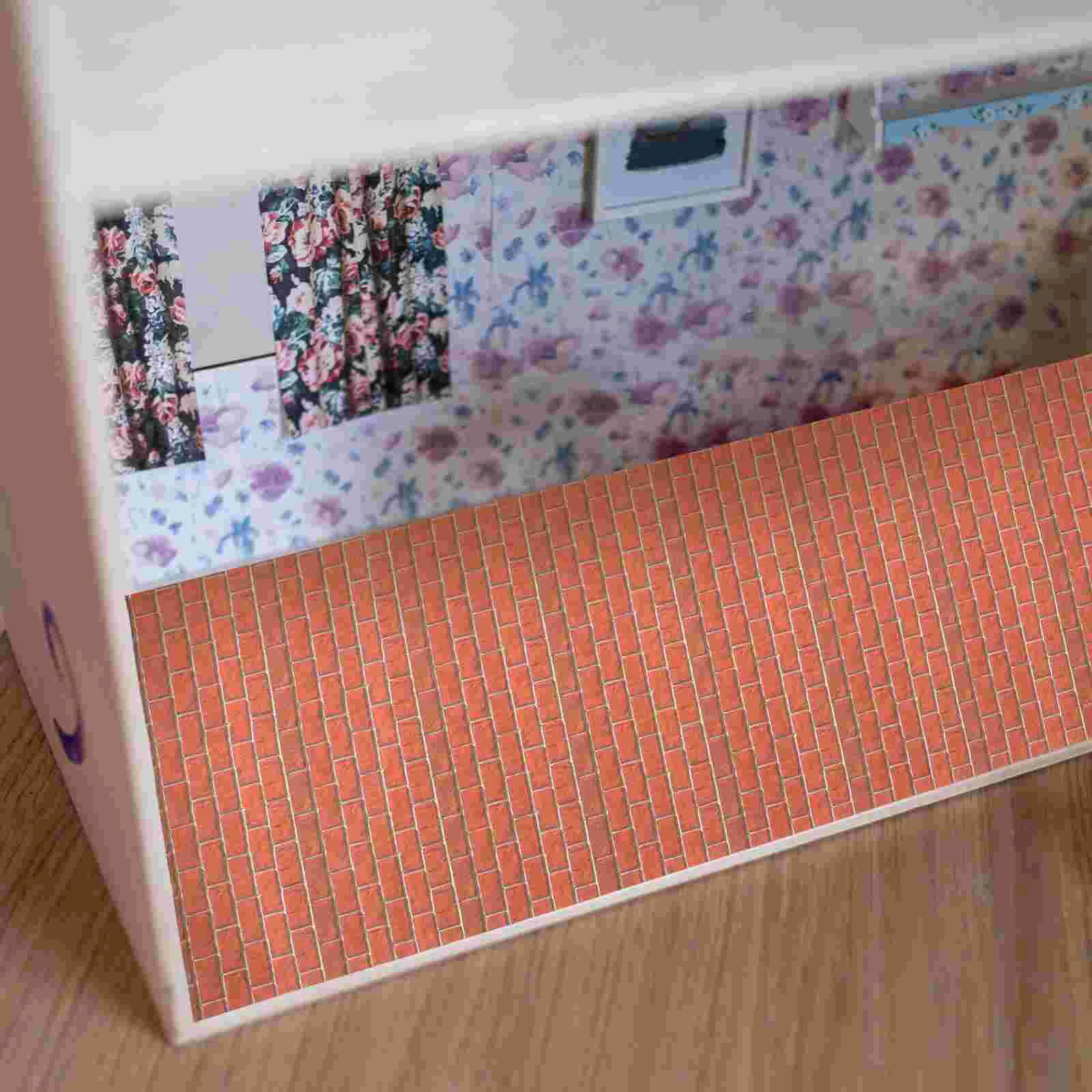 2 folhas mini casa decalques de parede cartão de casa de bonecas adesivo papel de parede papéis de parede sala de brinquedos casca e