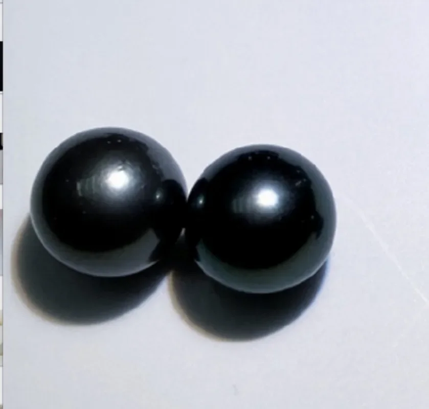 Pair of 10-11mm Genuine Black Round Loose Pearl Unrilled Women Wedding Party Jewelry Necklace Earring Ring Pendant AAA