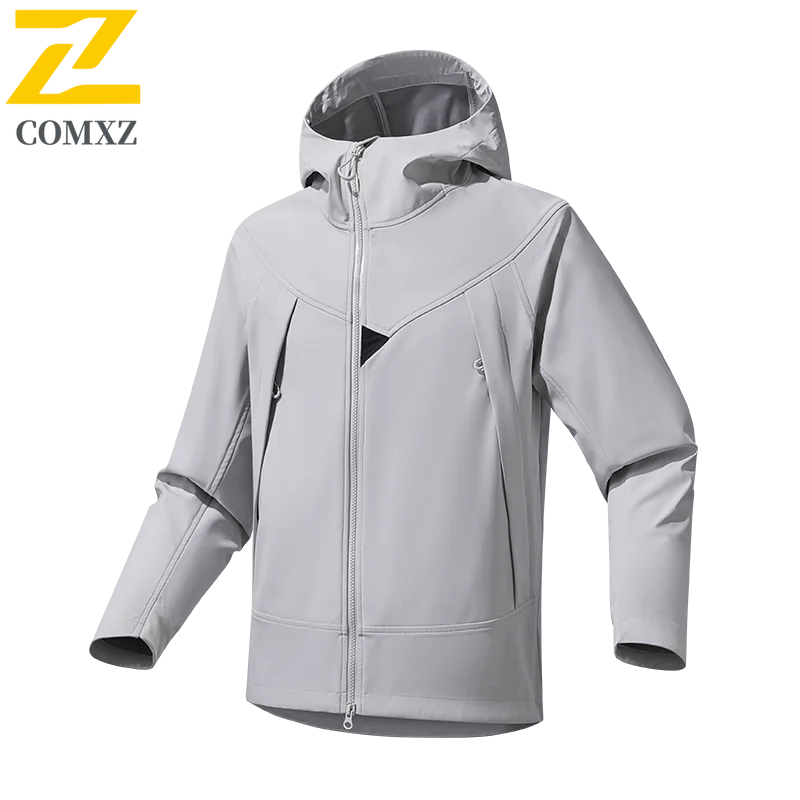 Outdoor Waterproof Soft Shell Jacket Unisex Large Capacity Zipper Pocket Lightweight Windbreaker Men's Hiking Climbing Raincoat